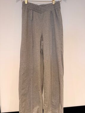 Gray Wide Leg Knit Pants